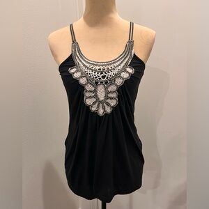 Y2K black & white embellished women’s top